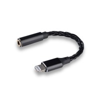 JCALLY JM08L 12Cores Suitable for C101 Lightning MFi silver-plated Headset Adapter 3.5mm Cable for iphone-Black
