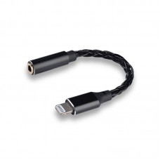 JCALLY JM08L 12Cores Suitable for C101 Lightning MFi silver-plated Headset Adapter 3.5mm Cable for iphone-Black