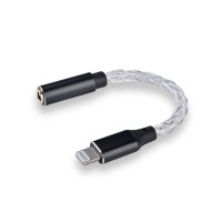 JCALLY JM08L 12Cores Suitable for C101 Lightning MFi silver-plated Headset Adapter 3.5mm Cable for iphone-Silver