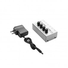 HA400 Mini Amplifier 4 Channels Mini Audio Stereo Headphone Amplifier With Power Adapter Silver