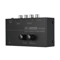 PP500 Phono Preamp Preamplifier with Level Volume Control RCA Input Output 1/4" TRS Output Interfaces for LP Vinyl Turntable
