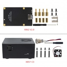 X857-C3 Metal Enclosure+ X862 V2.0 M.2 NGFF SATA SSD Storage Expansion Board USB 3.1 Connector for Raspberry Pi 4