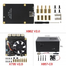 X735 V2.5 Board X857-C3 Metal Enclosure X862 V2.0 M.2 NGFF SATA SSD Storage Expansion Board for Raspberry Pi 4