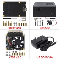 X735 V2.5 Board X857-C3 Metal Enclosure+ X862 V2.0 M.2 NGFF SATA SSD Storage Expansion Board + Adapter for Raspberry Pi 4