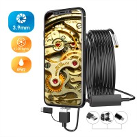 3.9MM 1MP Car Wifi Endoscope Camera Industrial Borescope With 3-In-1 Plug 5M/16.4FT Flexible Cable