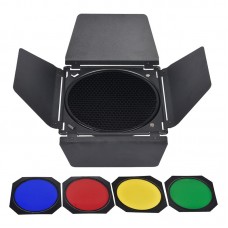Godox BD-04 Barn Door Honeycomb Grid 4 Color Gel Filters for AD-R6 Standard Reflectors AD600Pro