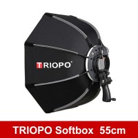 TRIOPO 55cm Foldable Octagon Softbox Bracket Mount Soft Box with Handle for Godox Yongnuo Speedlite Flash Light