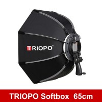 TRIOPO 65cm Foldable Octagon Softbox Bracket Mount Soft Box with Handle for Godox Yongnuo Speedlite Flash Light