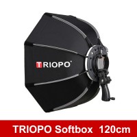 TRIOPO 120cm Foldable Octagon Softbox Bracket Mount Soft Box with Handle for Godox Yongnuo Speedlite Flash Light