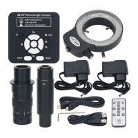 41MP Microscope Camera USB Camera With 300X C Mount Lens 144-LED Ring Light For PCB Soldering