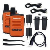 2PCS HamGeek Mini9300 8W 16CH Mini Walkie Talkie 1-10KM UHF Radio Orange for Hotel Shopping Mall