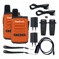 2PCS HamGeek Mini9300 8W 16CH Mini Walkie Talkie 1-10KM UHF Radio Orange for Hotel Shopping Mall