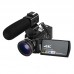 ORDRO AE8 4K Camcorder DV Camera 30MP Still Image Recording w/ Wide-Angle Lens Mic Hood Stabilizer