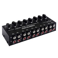 B066 Mini 8-Way Stereo Audio Mixer Passive Sound Mixer with RCA Ports No Power Supply Needed