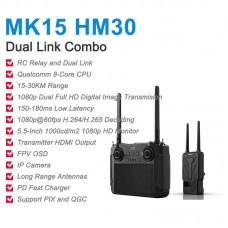 SIYI MK15 HM30 Dual Link Combo RC Transmitter Receiver 15-30KM 1080P Image Transmission System