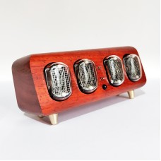 Bluetooth Clock IN12 Glow Tube Clock Nixie Clock 20 Degree angle 4-Digit Electronic Alarm Clock w/ Touch Buttons-Rosewood Color