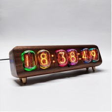 Soviet IN12 Glow Tube Clock Bluetooth Nixie Tube Clock Electronic Alarm Clock With Solid Wood Shell 20 Deg Angle Version-Walnut