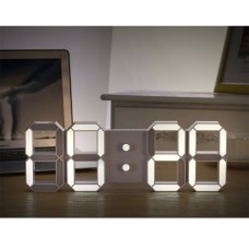 4-Digit 3D LED Clock Wifi Wall Clock Perpetual Calendar Electronic Clock (White Light White Shell)