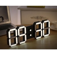 4-Digit 3D LED Clock Wifi Wall Clock Perpetual Calendar Electronic Clock w/ White Light Black Shell