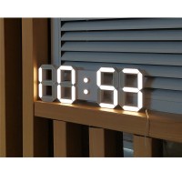 4-Digit 3D LED Clock Wifi Clock Perpetual Calendar Electronic Clock (Warm White Light White Shell)