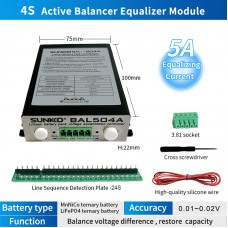 SUNKKO BAL-504A 5A Battery Balancer Lithium Battery Pack Voltage Equalization Controller with Shell