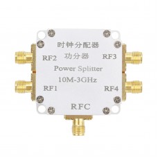 10M-3GHz RF Power Splitter Clock Distributor 1 IN 4 OUT with SMA Connector for 2.4G Wifi Uses