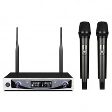 MU-898 UHF 500-599MHz Professional Wireless Microphone System with Two Cordless Microphones for KTV