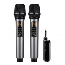 D300 50x2 Channels Stage Wireless Microphone System w/ 2 Microphones Adjustable Frequencies Reverb