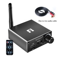 Famshion D18 Bluetooth Receiver 5.1 w/ 1 to 2 Audio Cable Remote Control for Old Speakers Power Amp