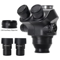 7X-50X Stereo Trinocular Head + WF10X/22mm Eyepiece Rubber Eye-Guards 2.0X Auxiliary Objective Lens