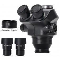 7X-50X Stereo Trinocular Head + WF10X/22mm Eyepiece Rubber Eye-Guards 2.0X Auxiliary Objective Lens