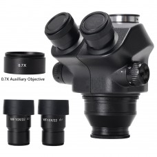 7X-50X Stereo Trinocular Head + WF10X/22mm Eyepiece Rubber Eye-Guards 0.7X Auxiliary Objective Lens