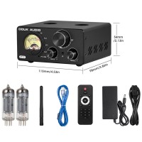 ST-01 200W Hifi Tube Amplifier Bluetooth Receiver 5.0 USB DAC Headphone Amp with VU Meter 6K4 Tubes