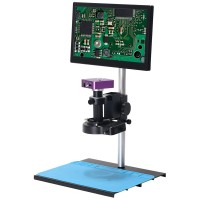 51MP Digital Microscope Camera Professional Repair Tool w/ 150X C Mount Lens 11.6" LCD Metal Stand