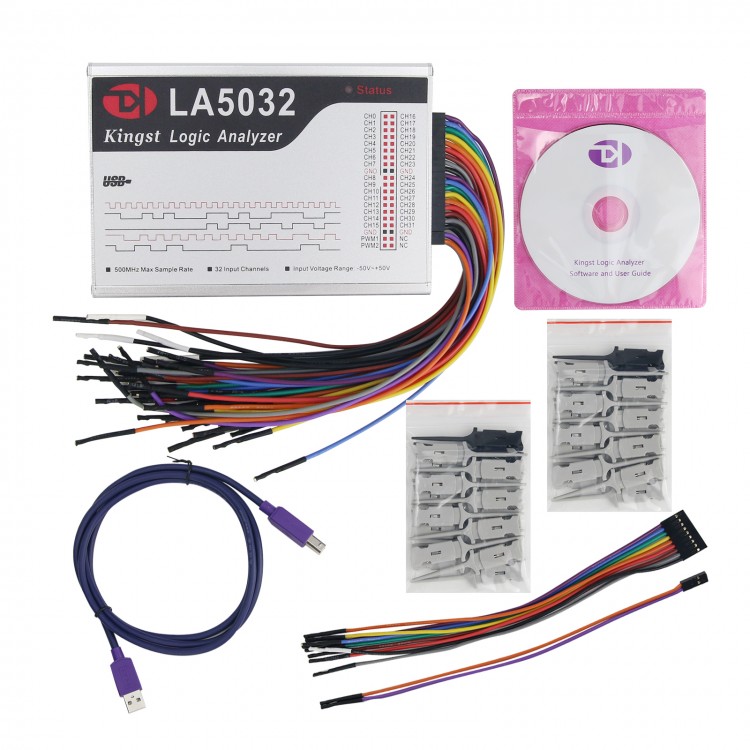 USB Logic Analyzer Portable Logic Analyzer Kit 32 Channels 500MHz