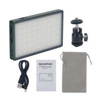 Soonpho P10 RGB Light Panel On-Camera Light Full Color Output Video Light Kit Dimmable 2500K-8500K Bi-Color Panel Light CRI 95-Green