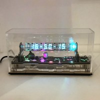 IV-18 VFD Tube Clock Refer Nixie Tube Clock RGB LED Home Decor Clock W/ Dust Cover Digital Table Clock-Silver