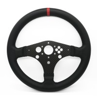 DIY Racing Wheel Carbon Fiber Game Wheel for Thrustmaster T300RS/GT Racing Game Wheel Replace Parts-Leather