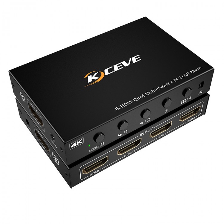 KCEVE KC8402 4K HDMI Quad MultiViewer 4 IN 2 OUT Matrix HDMI