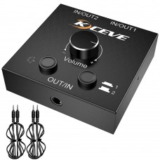 KCEVE 3.5MM Audio Switch Stereo Audio Switcher 2 IN 1 OUT or 1 IN 2 OUT Fits 3.5MM Headphone Amp