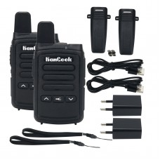 2PCS HamGeek Mini9300 8W 16CH Mini Walkie Talkie 1-10KM UHF Transceiver Black for Hotel Factory