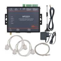 HF2221 Industrial Grade 2-Port Serial Server RS232/485/422 to Wifi/Ethernet w/ Suction Cup Antenna