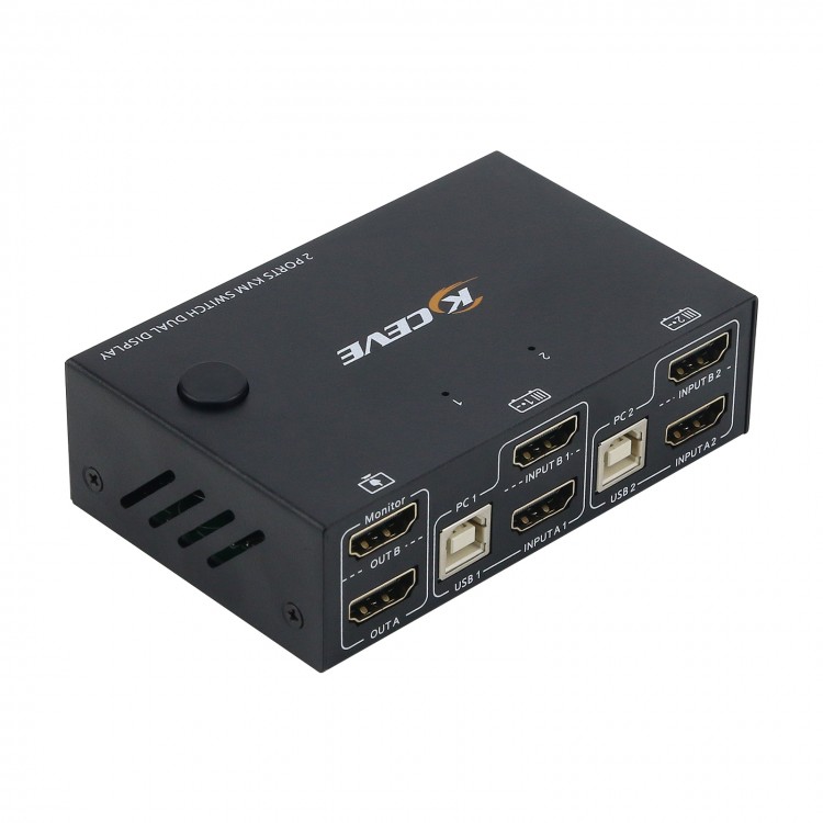 2 Ports KVM Switch Dual Display 4K HDMI KVM Switch Dual Monitor KC