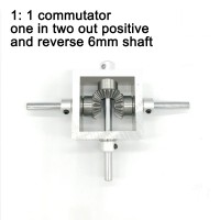 90-Degree Bevel Gearbox 1:1 Bevel Gear Module One IN Two OUT Forward & Reverse with 6MM Shaft