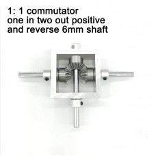 90-Degree Bevel Gearbox 1:1 Bevel Gear Module One IN Two OUT Forward & Reverse with 6MM Shaft
