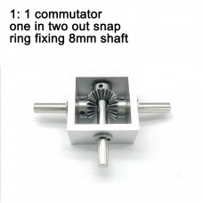 90-Degree Bevel Gearbox 1:1 Bevel Gear Module with 8MM Shaft One IN Two OUT Circlip Fixed