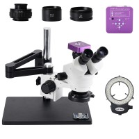 HAYEAR 2K Trinocular Microscope HDMI Stereo Microscope 51MP Camera Adjustable Arm for Phone Repair