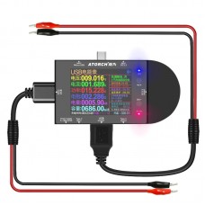 ATORCH UD24 USB Voltmeter Voltage Current Meter DC Digital Tester (USB to Alligator Clip Cable)