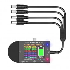 ATORCH UD24 USB Voltmeter Voltage Current Meter DC Digital Tester (DC Cable with 4 Male Connectors)