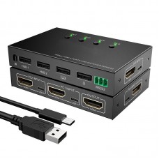 KC-401CR HDMI KVM Switch 18Gbps HDMI 4 PORTS KVM Switcher/IR/RS232 (KC-KVM401CR) 4 IN 1 OUT